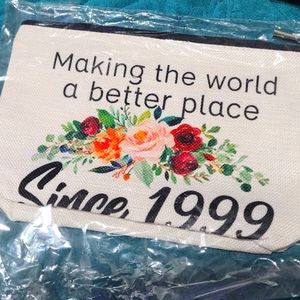 1999 Makeup Bag - woven boutique cosmetic bag - Vintage Rose Print